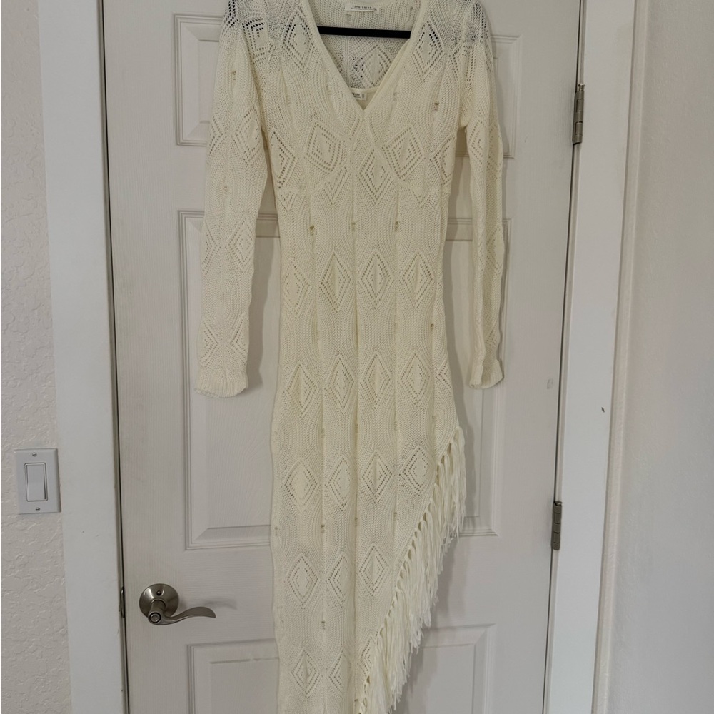 12th Tribe Cream Asymmetrical Knit Dress